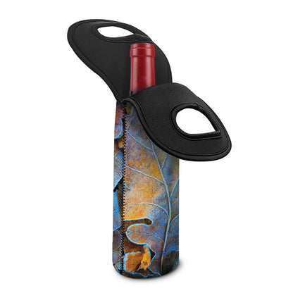 Frozen Oak leaf Print Single Neoprene Wine Tote