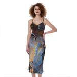 Frozen Oak leaf Print Slim Fit Midi Cami Dress