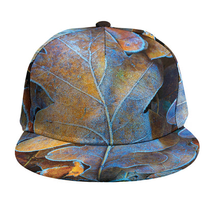 Frozen Oak leaf Print Snapback Cap
