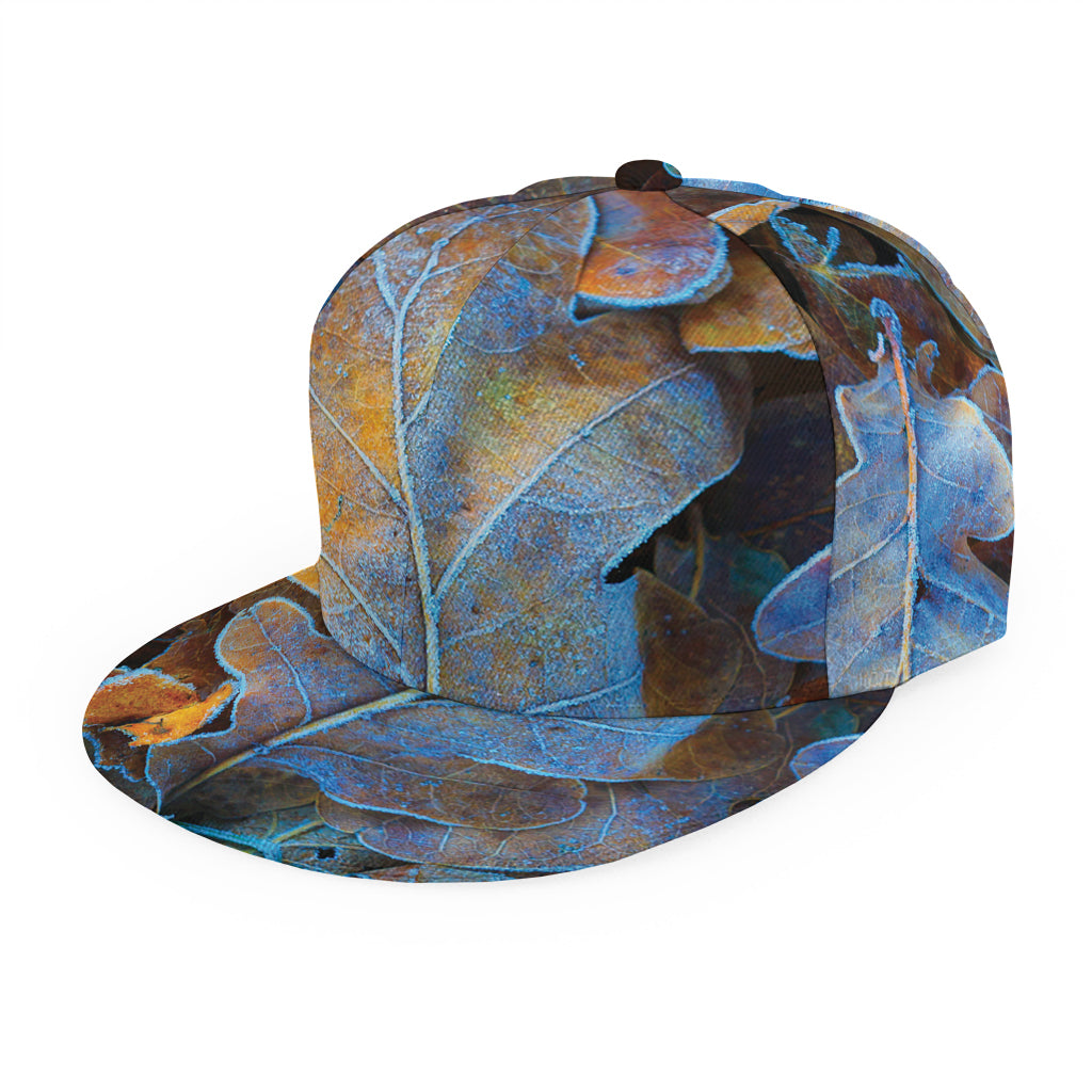 Frozen Oak leaf Print Snapback Cap