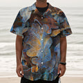 Frozen Oak leaf Print Textured Short Sleeve Shirt