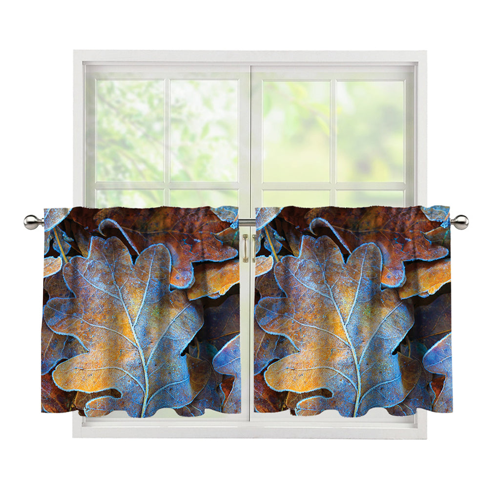 Frozen Oak leaf Print Tier Curtains