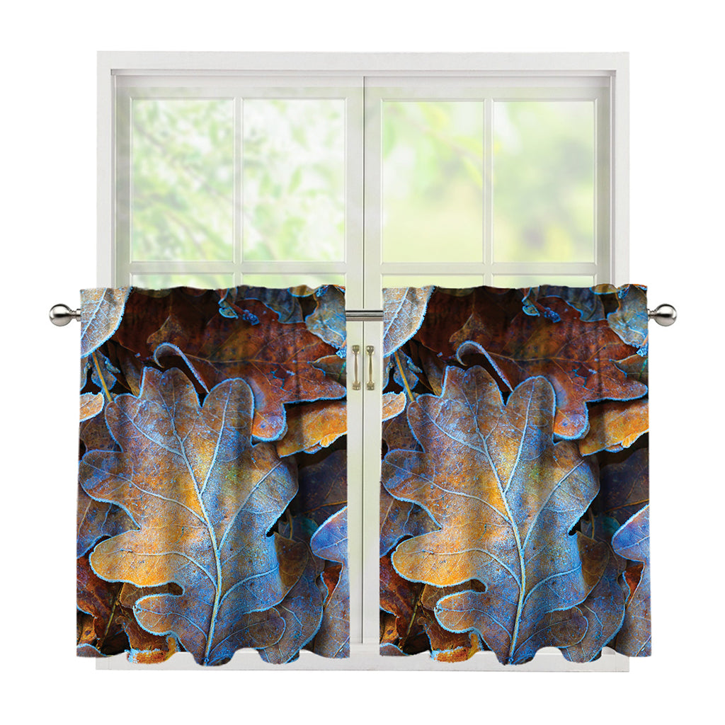 Frozen Oak leaf Print Tier Curtains