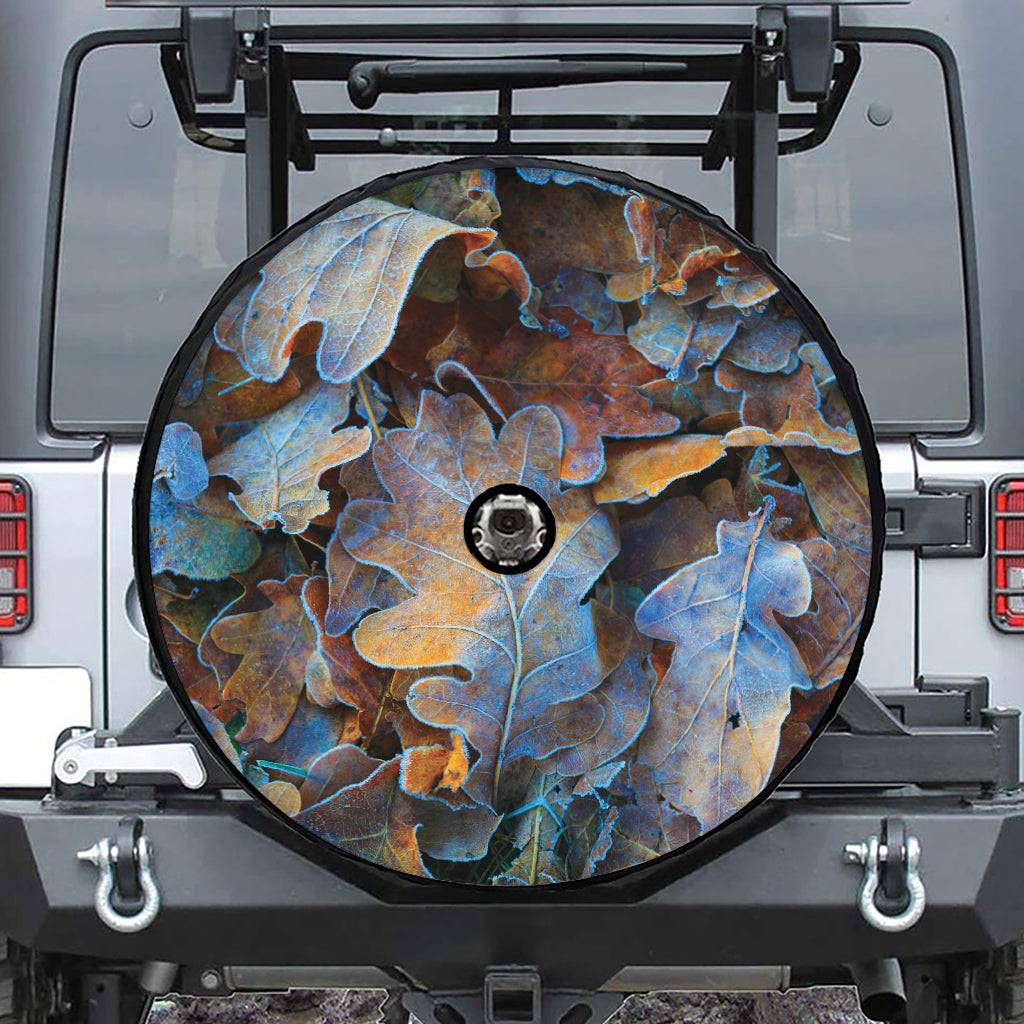 Frozen Oak leaf Print Tire Cover With Camera Hole
