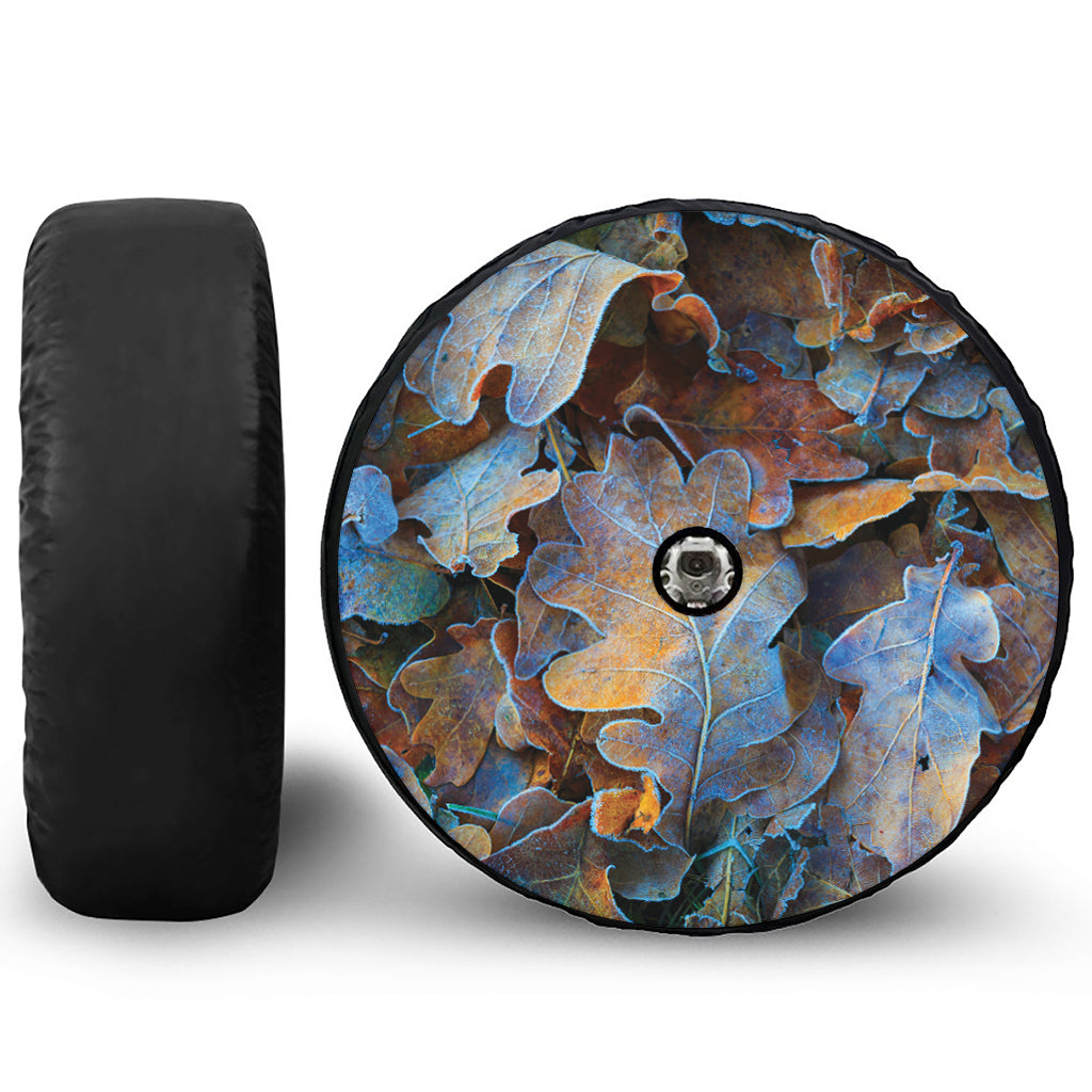 Frozen Oak leaf Print Tire Cover With Camera Hole