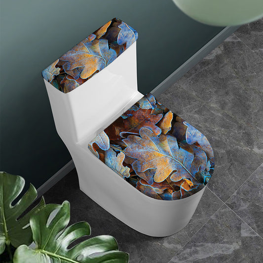 Frozen Oak leaf Print Toilet Lid And Tank Cover Set