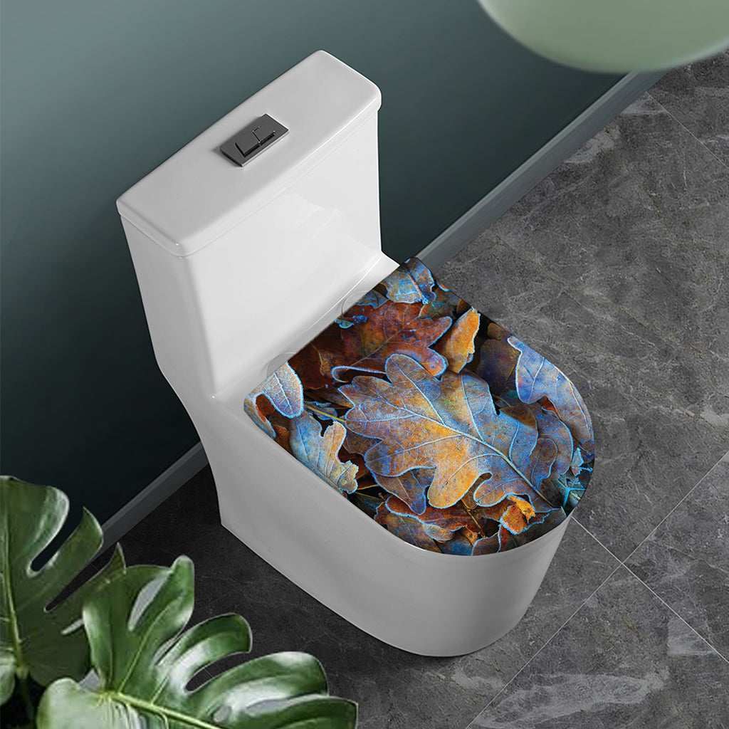 Frozen Oak leaf Print Toilet Lid Cover