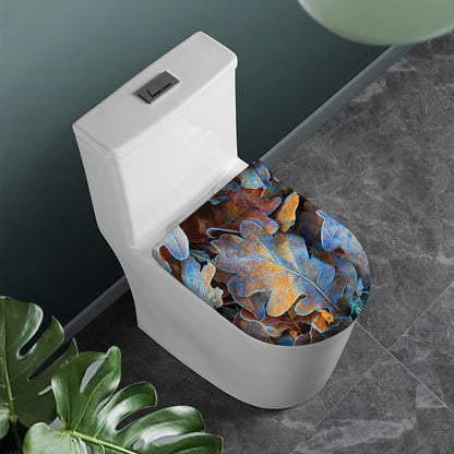 Frozen Oak leaf Print Toilet Lid Cover