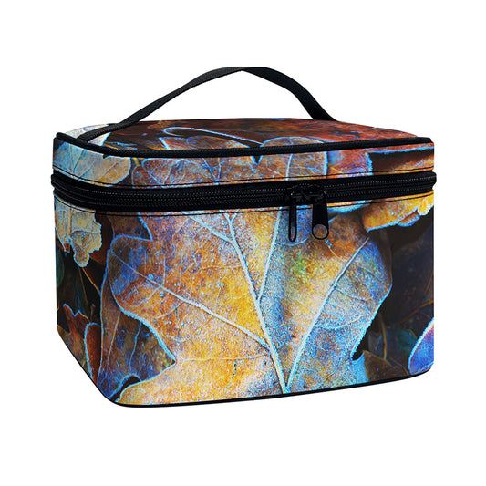 Frozen Oak leaf Print Travel Makeup Bag