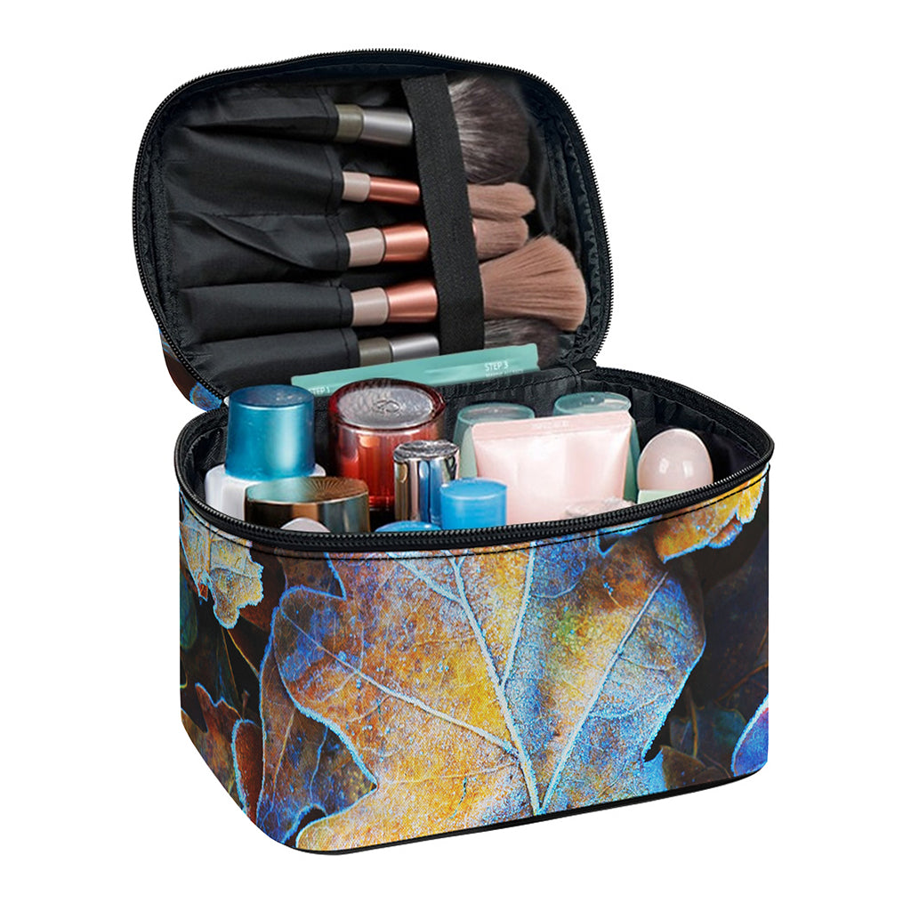 Frozen Oak leaf Print Travel Makeup Bag