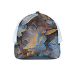 Frozen Oak leaf Print White Mesh Trucker Cap