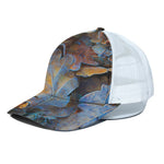 Frozen Oak leaf Print White Mesh Trucker Cap