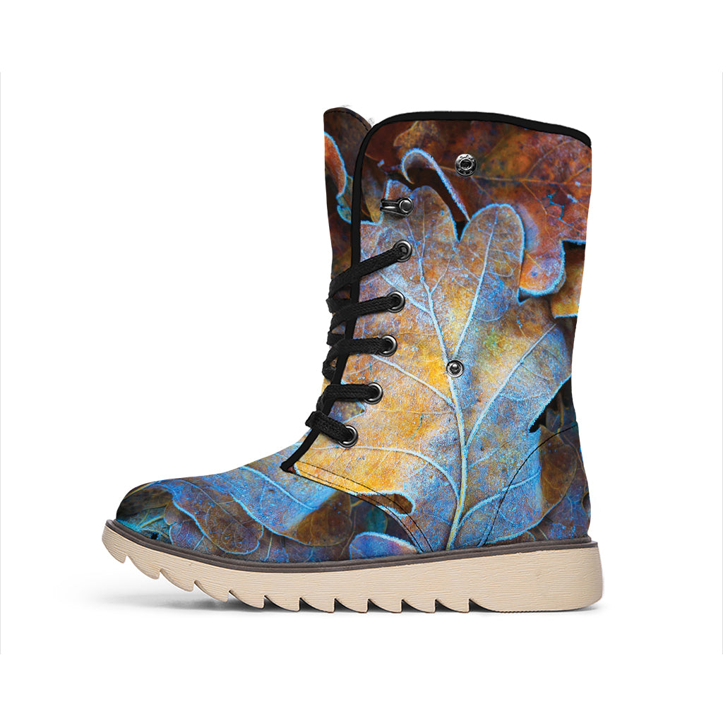 Frozen Oak leaf Print Winter Boots