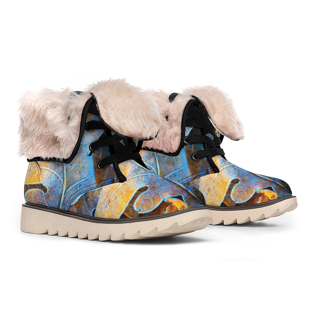 Frozen Oak leaf Print Winter Boots
