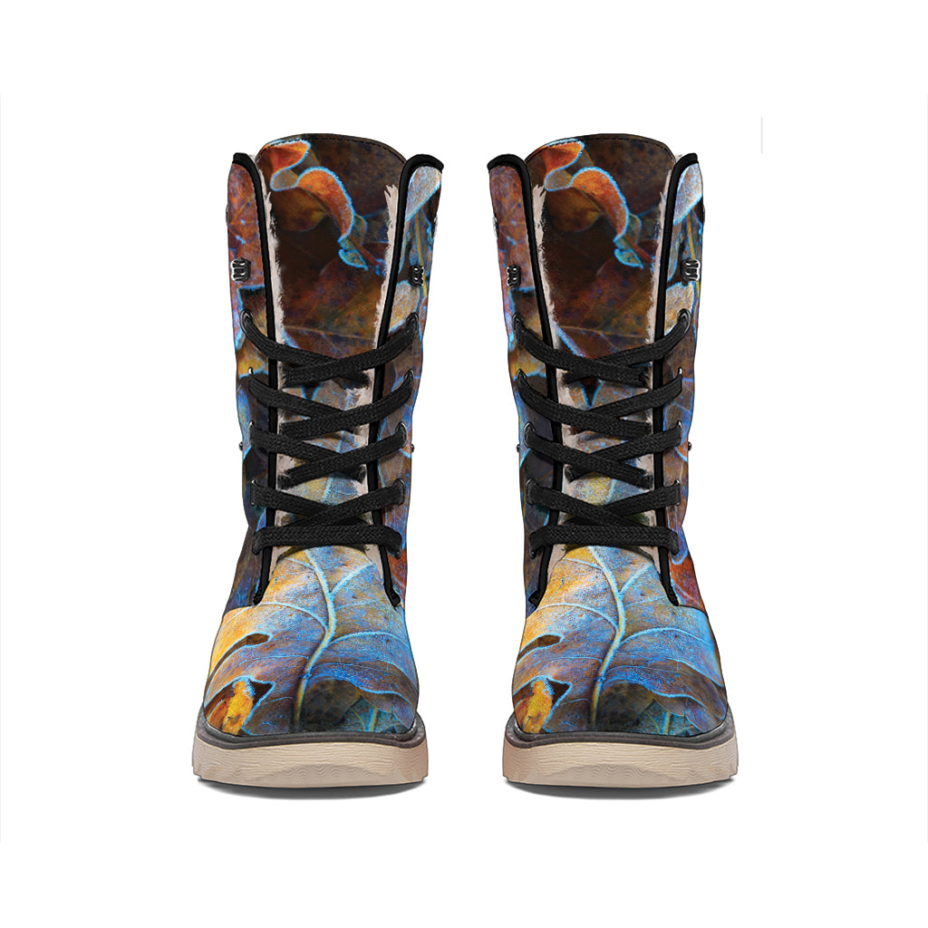 Frozen Oak leaf Print Winter Boots
