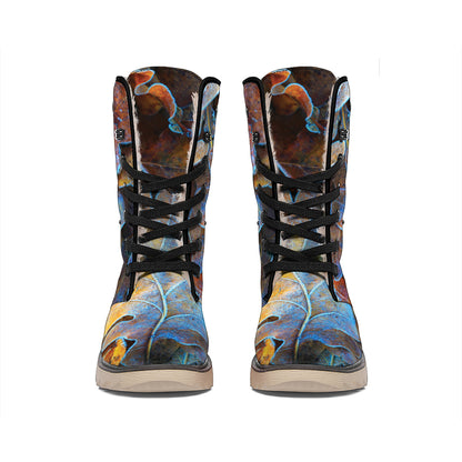 Frozen Oak leaf Print Winter Boots