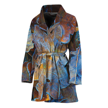 Frozen Oak leaf Print Women's Bathrobe