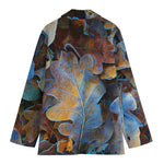 Frozen Oak leaf Print Women's Cotton Blazer