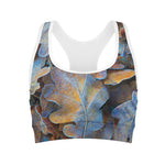 Frozen Oak leaf Print Women's Sports Bra