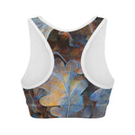 Frozen Oak leaf Print Women's Sports Bra