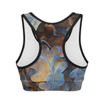 Frozen Oak leaf Print Women's Sports Bra
