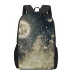Full Moon And Night Stars Print 17 Inch Backpack