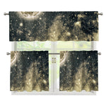 Full Moon And Night Stars Print 3 Piece Kitchen Curtains