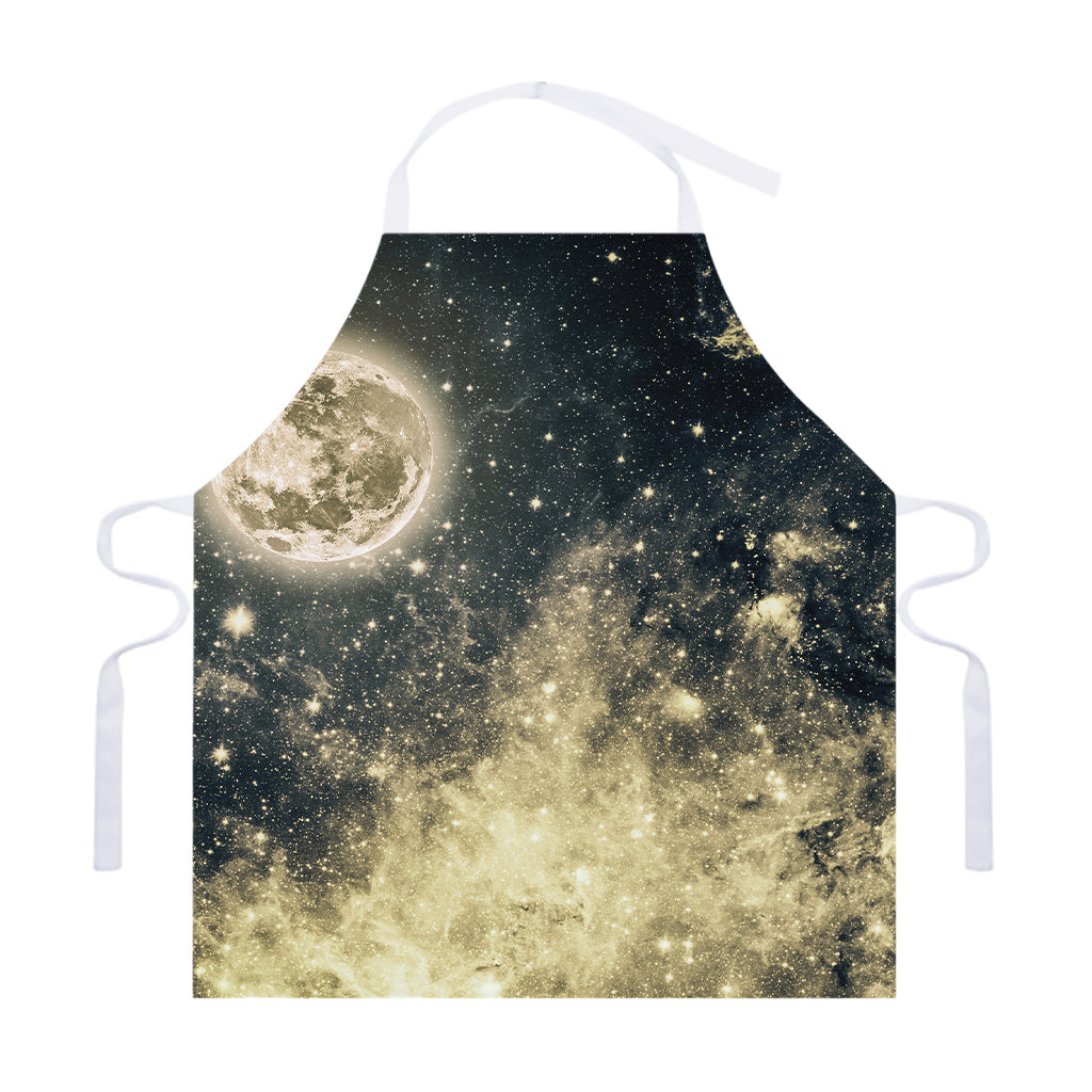 Full Moon And Night Stars Print Adjustable Apron