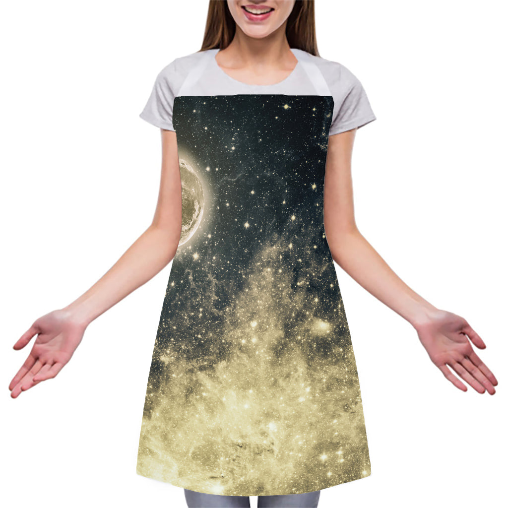 Full Moon And Night Stars Print Adjustable Apron