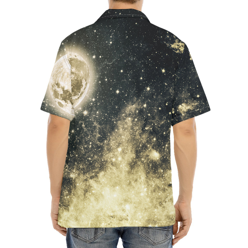 Full Moon And Night Stars Print Aloha Shirt