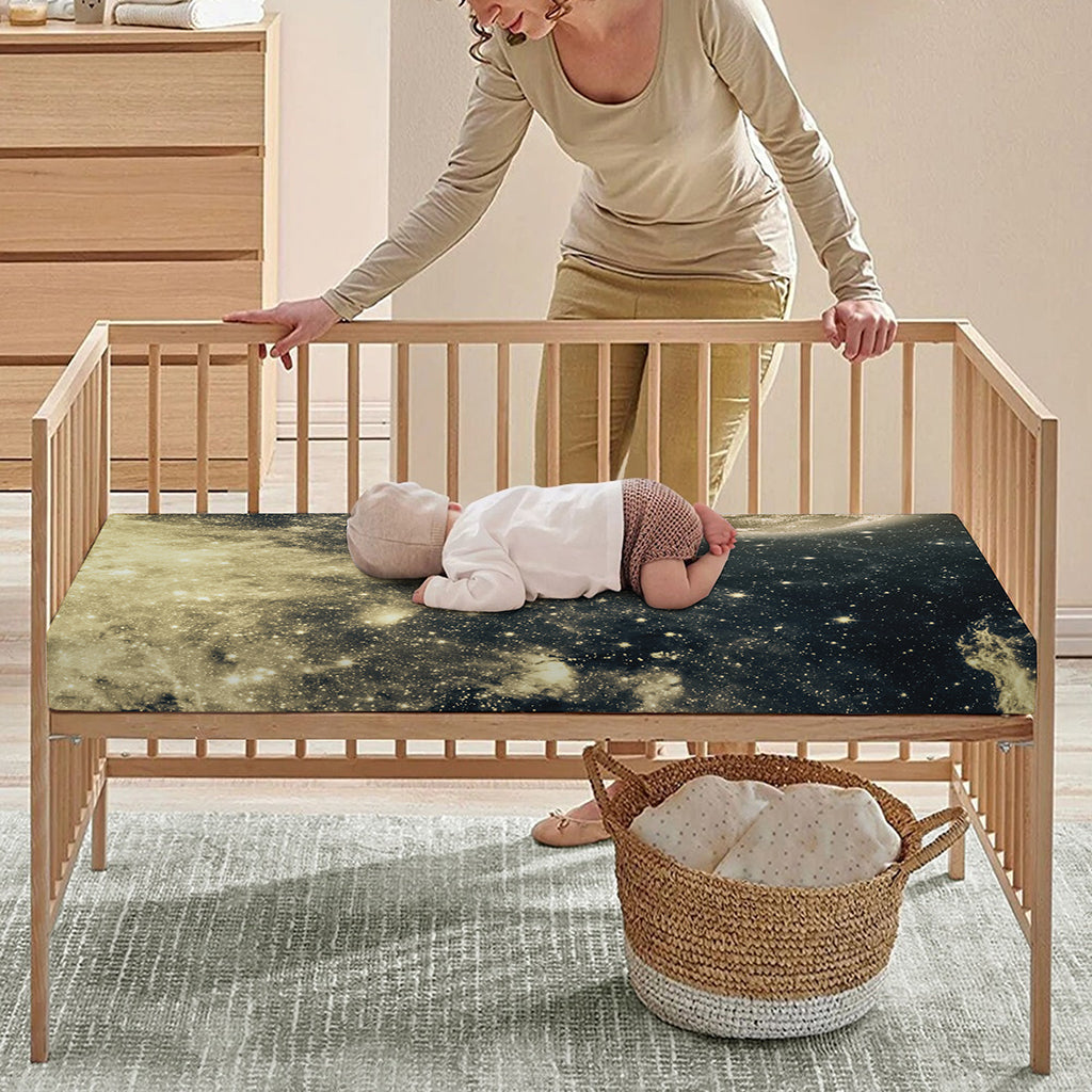 Full Moon And Night Stars Print Baby Crib Sheet