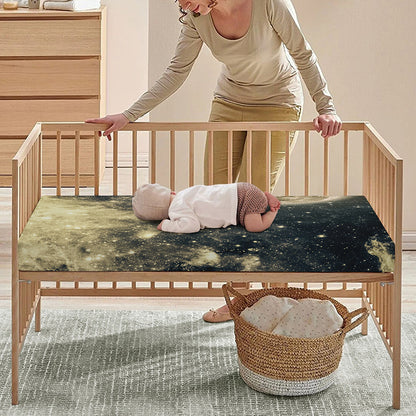 Full Moon And Night Stars Print Baby Crib Sheet