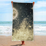 Full Moon And Night Stars Print Beach Towel