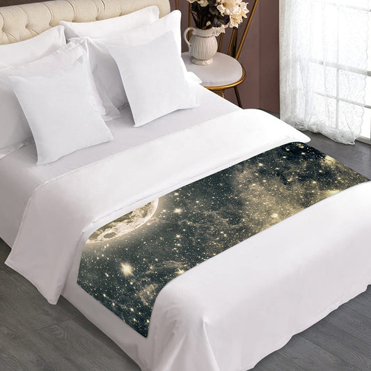 Full Moon And Night Stars Print Bed Runner