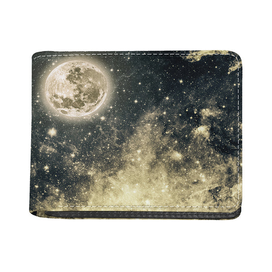 Full Moon And Night Stars Print Bifold Wallet