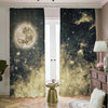 Full Moon And Night Stars Print Blackout Pencil Pleat Curtains