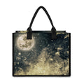 Full Moon And Night Stars Print Canvas Tote Bag