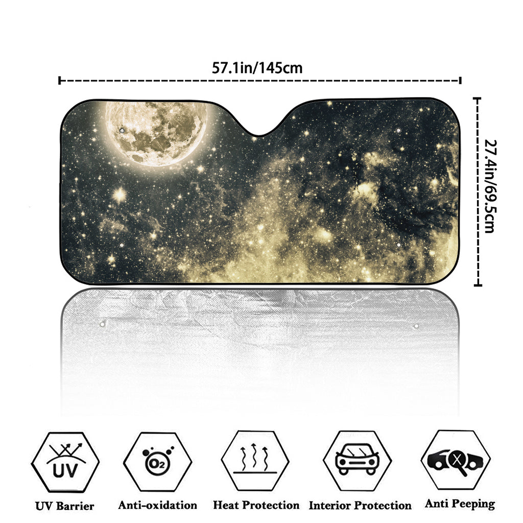 Full Moon And Night Stars Print Car Windshield Sun Shade
