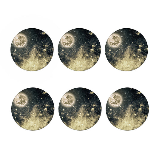 Full Moon And Night Stars Print Coaster Set