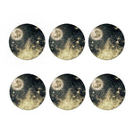 Full Moon And Night Stars Print Coaster Set