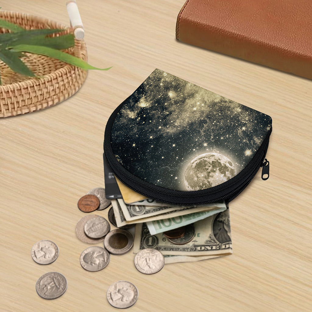 Full Moon And Night Stars Print Coin Purse