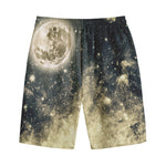 Full Moon And Night Stars Print Cotton Shorts