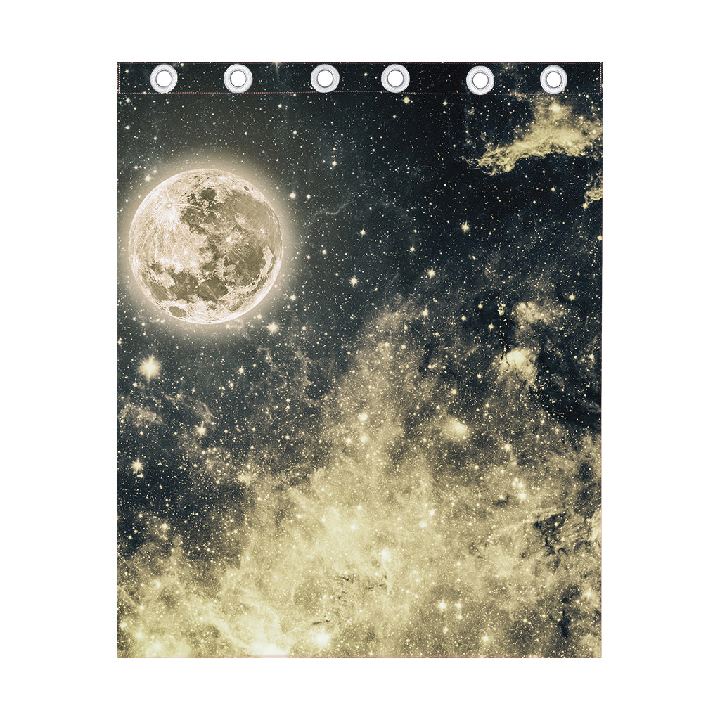 Full Moon And Night Stars Print Curtain