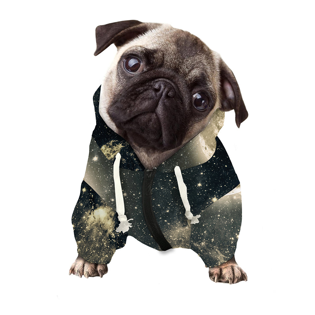 Full Moon And Night Stars Print Dog Zip Up Hoodie