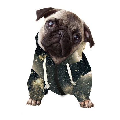 Full Moon And Night Stars Print Dog Zip Up Hoodie