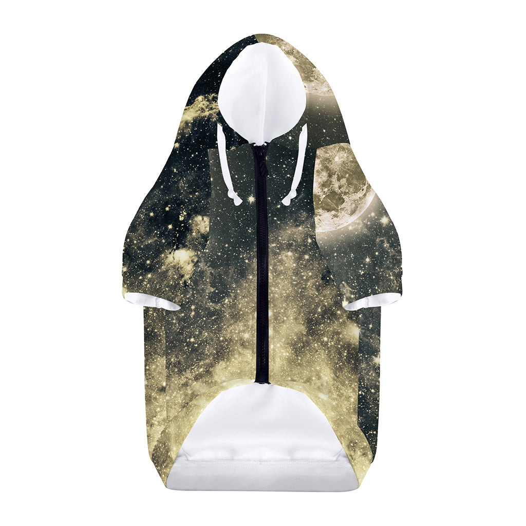 Full Moon And Night Stars Print Dog Zip Up Hoodie