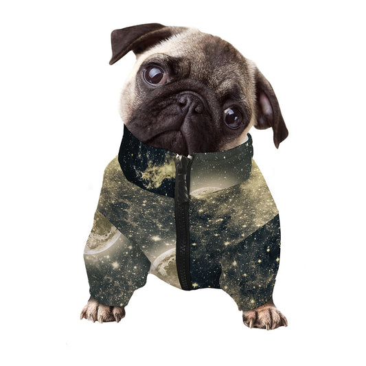 Full Moon And Night Stars Print Dog Zip Up Jacket