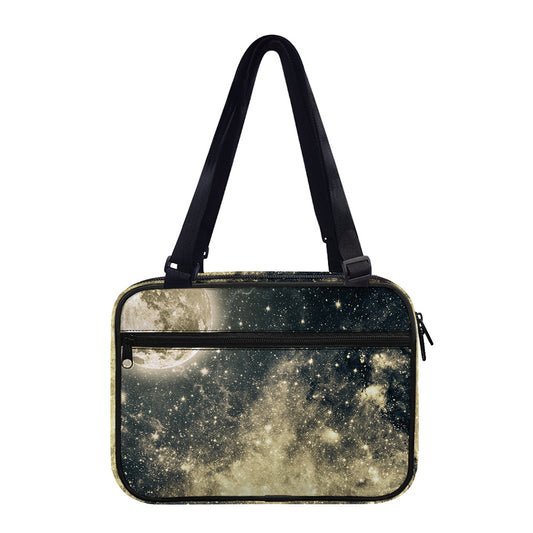 Full Moon And Night Stars Print Double Strap Bible Bag