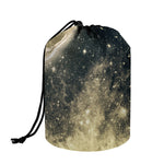 Full Moon And Night Stars Print Drawstring Makeup Bag