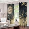 Full Moon And Night Stars Print Extra Wide Grommet Curtains